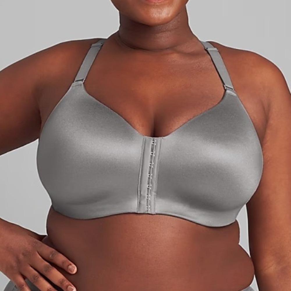 Cacique Bra Womens 36DD Gray Lace Racerback Front Close No-Wire NEW - Picture 10 of 11